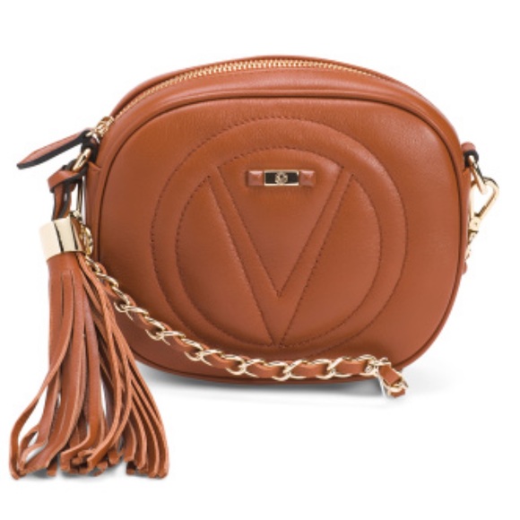Valentino by Mario Valentino Leather Logo Camera Chain Crossbody